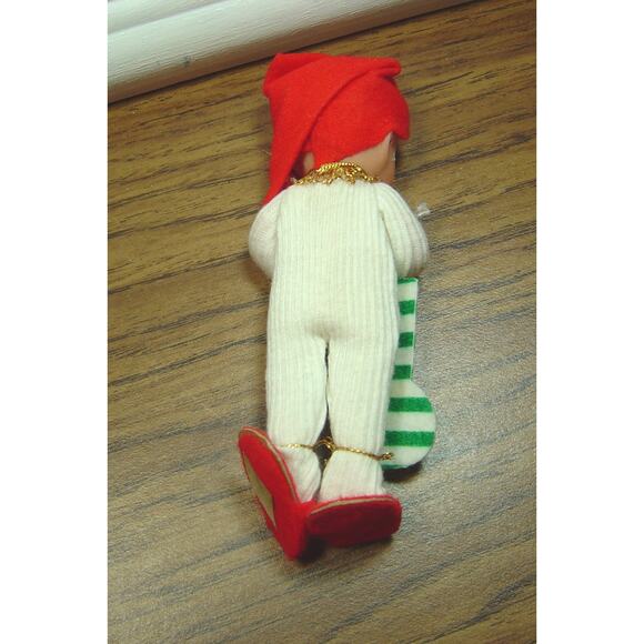 JESTIA T.K.R. SLEEPY CHILD WITH STOCKING FABRIC FIGURINE--JAPAN + ELF - Picture 6 of 7